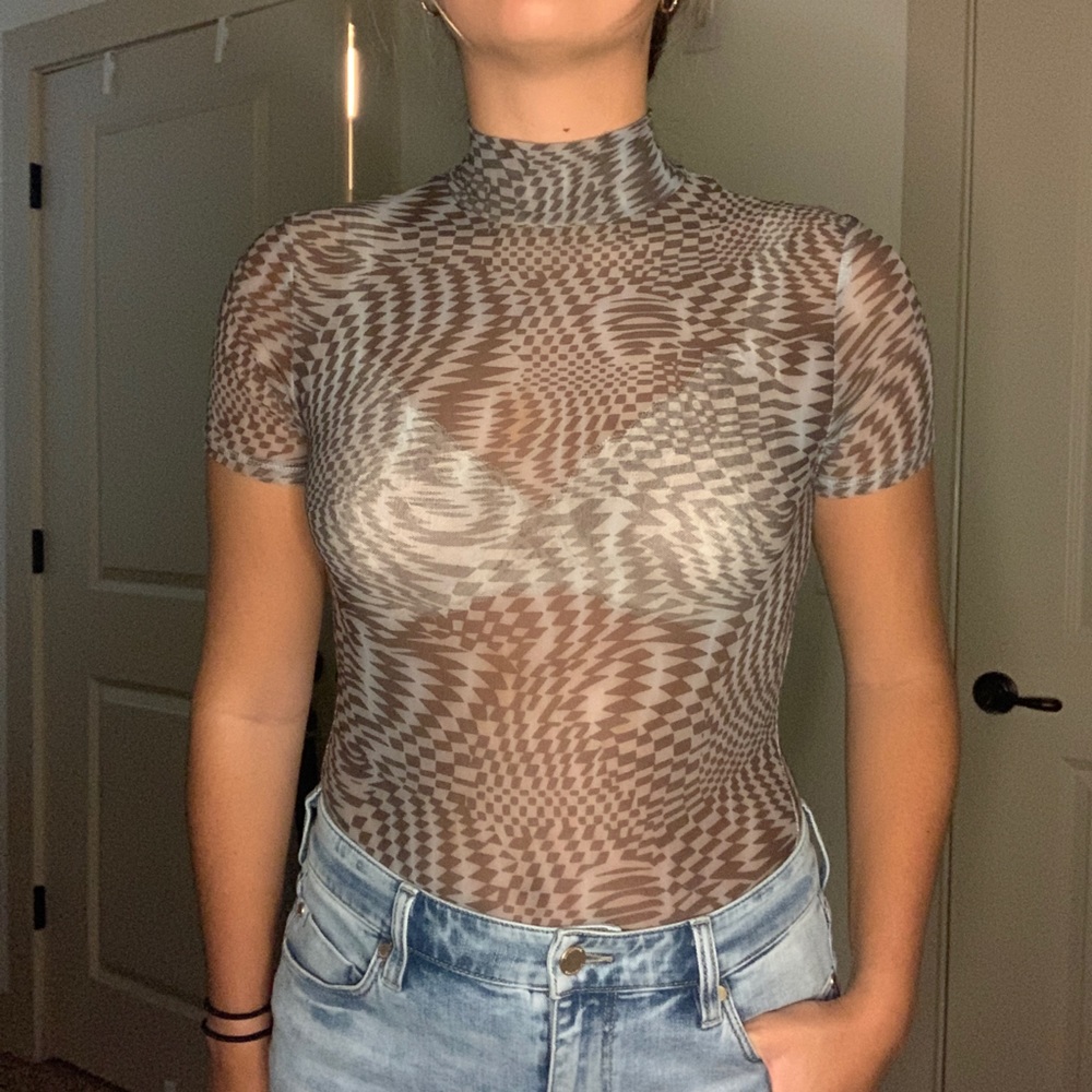 Urban outfitters + sheer patterned bodysuit